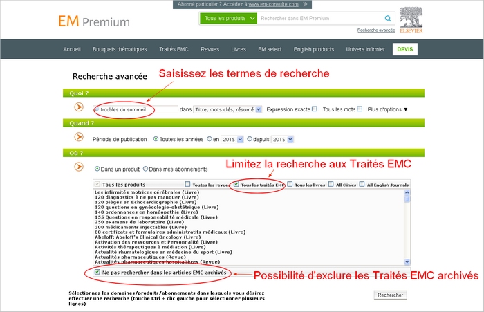 Recherche avancée d'EM Premium
